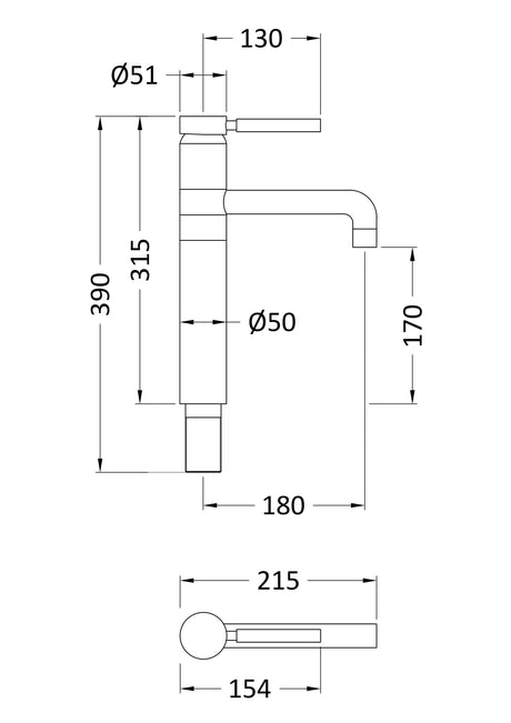 Tec Single Lever High Rise Mixer Brushed Brass