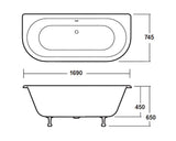 Hudson Reed Leg 1700mm Freestanding Bath With Waste And Legs