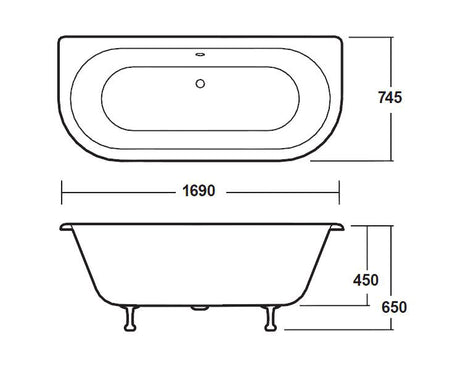Hudson Reed Leg 1700mm Freestanding Bath With Waste And Legs