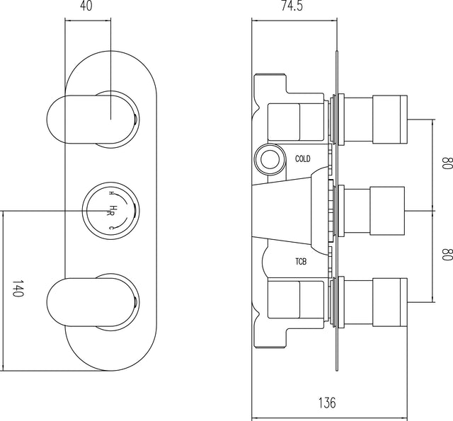 Reign Triple Thermostatic Shower Valve