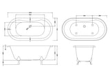 Hudson Reed 1490mm Freestanding Bath With Pride Legs