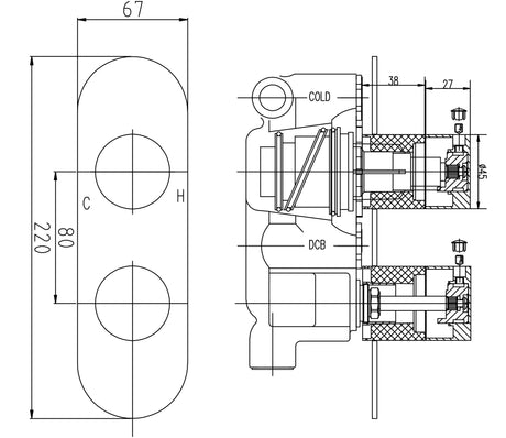 Indus Twin Thermostatic Shower Valve