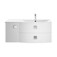 Hudson Reed Sarenna 1000mm Moon White Wall Hung Right Hand 2 Drawer 1 Door Vanity Unit with Basin