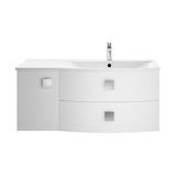 Hudson Reed Sarenna 1000mm Moon White Wall Hung Right Hand 2 Drawer 1 Door Vanity Unit with Basin