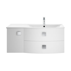 Hudson Reed Sarenna 1000mm Moon White Wall Hung Right Hand 2 Drawer 1 Door Vanity Unit with Basin