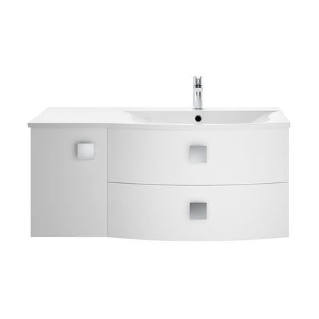 Hudson Reed Sarenna 1000mm Moon White Wall Hung Right Hand 2 Drawer 1 Door Vanity Unit with Basin