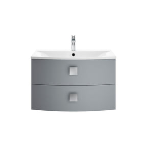 Hudson Reed Sarenna 700mm Dove Grey Wall Hung 2 Drawer Vanity Unit with Polymarble Basin