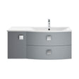 Hudson Reed Sarenna 1000mm Dove Grey Wall Hung Right Hand 2 Drawer 1 Door Vanity Unit with Polymarble Basin
