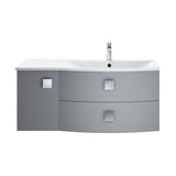 Hudson Reed Sarenna 1000mm Dove Grey Wall Hung Right Hand 2 Drawer 1 Door Vanity Unit with Polymarble Basin