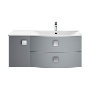 Hudson Reed Sarenna 1000mm Dove Grey Wall Hung Right Hand 2 Drawer 1 Door Vanity Unit with Polymarble Basin
