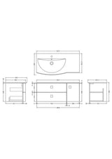 Hudson Reed Sarenna 1000mm Left Hand Wall Hung Vanity Unit With Polymarble Basin