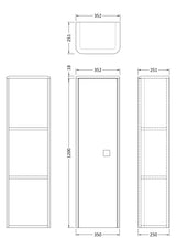 Hudson Reed Sarenna 350mm 1 Door Mineral Blue Wall Hung Tall Cabinet With Handles