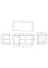 Hudson Reed Sarenna 1000mm Hunter Green Wall Hung Vanity Unit 2 Drawer 1 Door With Grey Marble Top