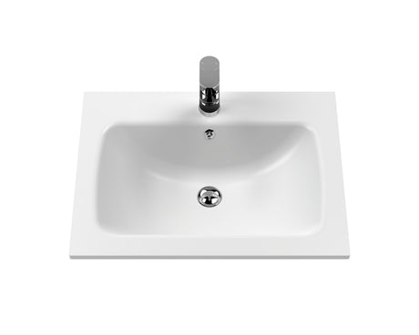 Bexley Floor Standing 1 Drawer Vanity & 1 Tap Hole Stone Basin, 600mm - Pure White