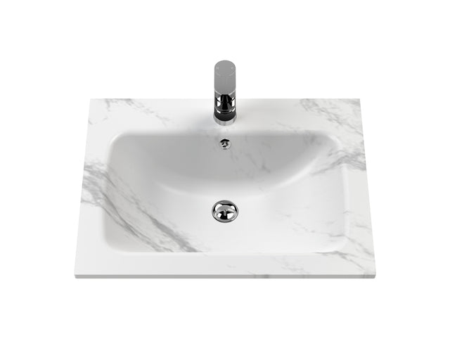 Bexley Floor Standing 1 Drawer Vanity & 1 Tap Hole Stone Basin, 600mm - Pure White