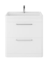 Hudson Reed Solar 800mm Pure White Floor Standing 2 Drawer Vanity Unit With Polymarble Basin