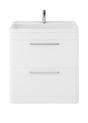 Hudson Reed Solar 800mm Pure White Floor Standing 2 Drawer Vanity Unit With Polymarble Basin