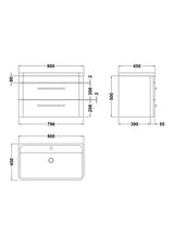 Hudson Reed Solar 800mm Wall Hung Vanity Unit With Polymarble Basin