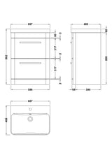 Hudson Reed Solar 600mm Floor Standing 2 Drawer Vanity Unit With Ceramic Basin