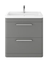 Hudson Reed Solar 800mm Cool Grey 2 Drawer Floor Standing Vanity Unit With Ceramic Basin