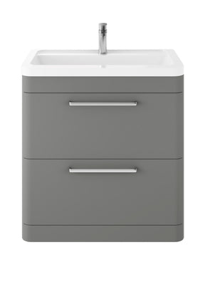 Hudson Reed Solar 800mm Cool Grey 2 Drawer Floor Standing Vanity Unit With Ceramic Basin