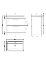 Hudson Reed Solar 800mm Cool Grey 2 Drawer Floor Standing Vanity Unit With Ceramic Basin