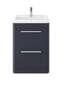 Hudson Reed Solar 600mm Indigo Blue Floor Standing 2 Drawer Vanity Unit With Ceramic Basin