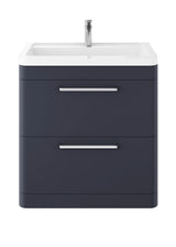 Hudson Reed Solar 800mm Indigo Blue Floor Standing 2 Drawer Vanity Unit With Ceramic Basin