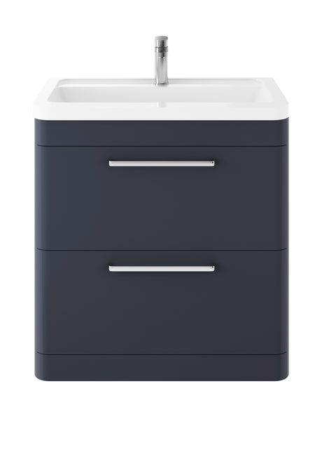 Hudson Reed Solar 800mm Indigo Blue Floor Standing 2 Drawer Vanity Unit With Ceramic Basin