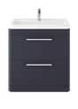 Hudson Reed Solar 800mm Indigo Blue Floor Standing 2 Drawer Vanity Unit With Ceramic Basin