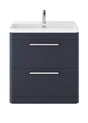 Hudson Reed Solar 800mm Indigo Blue Floor Standing 2 Drawer Vanity Unit With Ceramic Basin