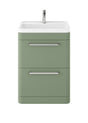 Hudson Reed Solar 600mm Fern Green Floor Standing 2-Drawer Vanity Unit With Polymarble 1 Tap Hole Basin