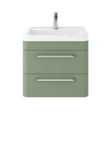 Solar 600mm Wall Hung 2-Drawer Unit and Ceramic 1 Tap Hole Basin