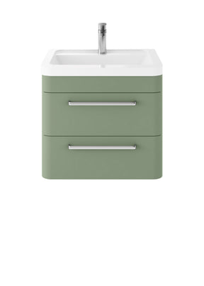 Solar 600mm Wall Hung 2-Drawer Unit and Ceramic 1 Tap Hole Basin