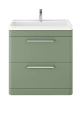 Hudson Reed Solar 800mm Fern Green Floor Standing 2-Drawer Vanity Unit With 1 Tap Hole Polymarble Basin