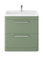 Hudson Reed Solar 800mm Fern Green Floor Standing 2-Drawer Vanity Unit With 1 Tap Hole Polymarble Basin
