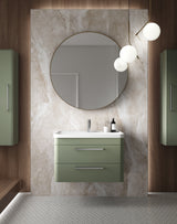 Hudson Reed Solar 800mm Fern Green Wall Hung 2-Drawer Vanity Unit With 1 Tap Hole Polymarble Basin