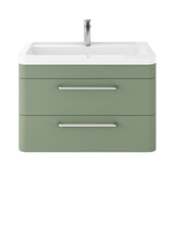 Hudson Reed Solar 800mm Fern Green Wall Hung 2-Drawer Vanity Unit with Ceramic 1 Tap Hole Basin