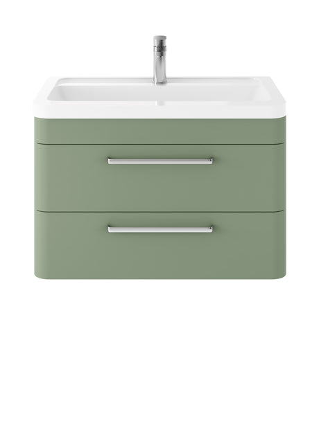 Hudson Reed Solar 800mm Fern Green Wall Hung 2-Drawer Vanity Unit with Ceramic 1 Tap Hole Basin
