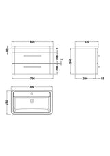 Hudson Reed Solar 800mm Fern Green Wall Hung 2-Drawer Vanity Unit with Ceramic 1 Tap Hole Basin