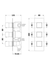 Square Valves Triple Valve with Diverter