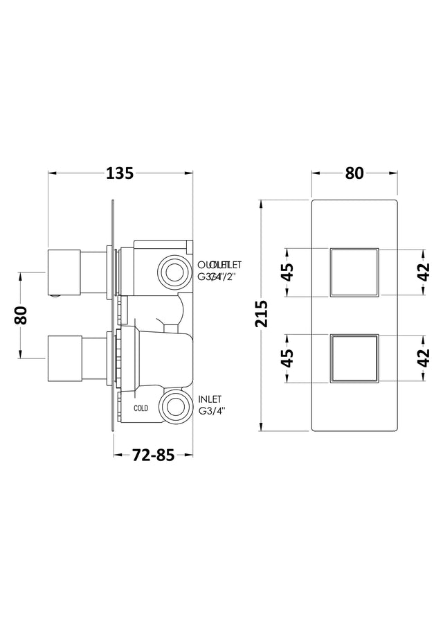 Square Valves Twin Valve with Diverter