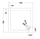 Square Slimline Shower Tray 700 x 700mm