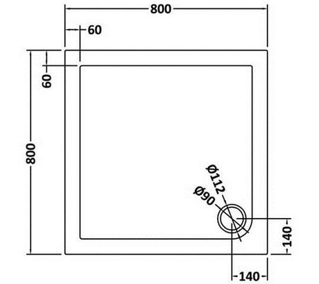 Square Slimline Shower Tray 800 x 800mm