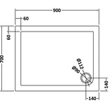 Rectangular Slimline Shower Tray 900 x 700mm
