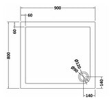 Rectangular Slimline Shower Tray 900 x 800mm