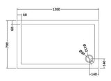 Rectangular Slimline Shower Tray 1200 x 700mm