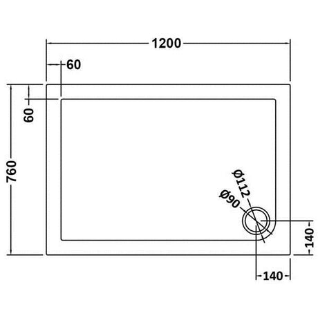 Rectangular Slimline Shower Tray 1200 x 760mm