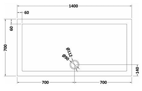 Rectangular Slimline Shower Tray 1400 x 700mm
