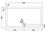 Rectangular Slimline Shower Tray 1400 x 800mm